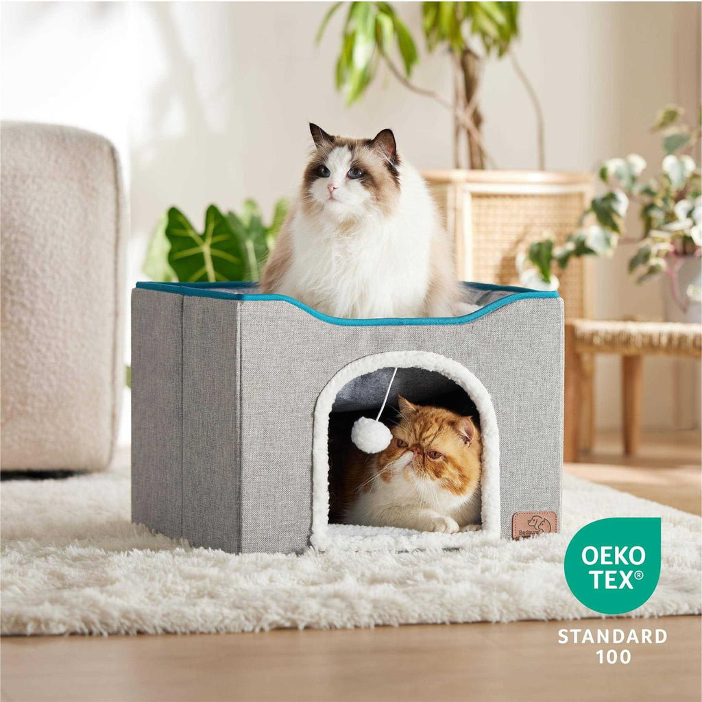 Large Cat Cave Bed with Hanging Ball and Scratch Pad E340