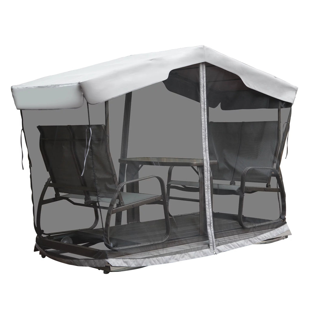 Outdoor Glider Bench with Canopy, 4-Seat Patio Swing Chair W444912