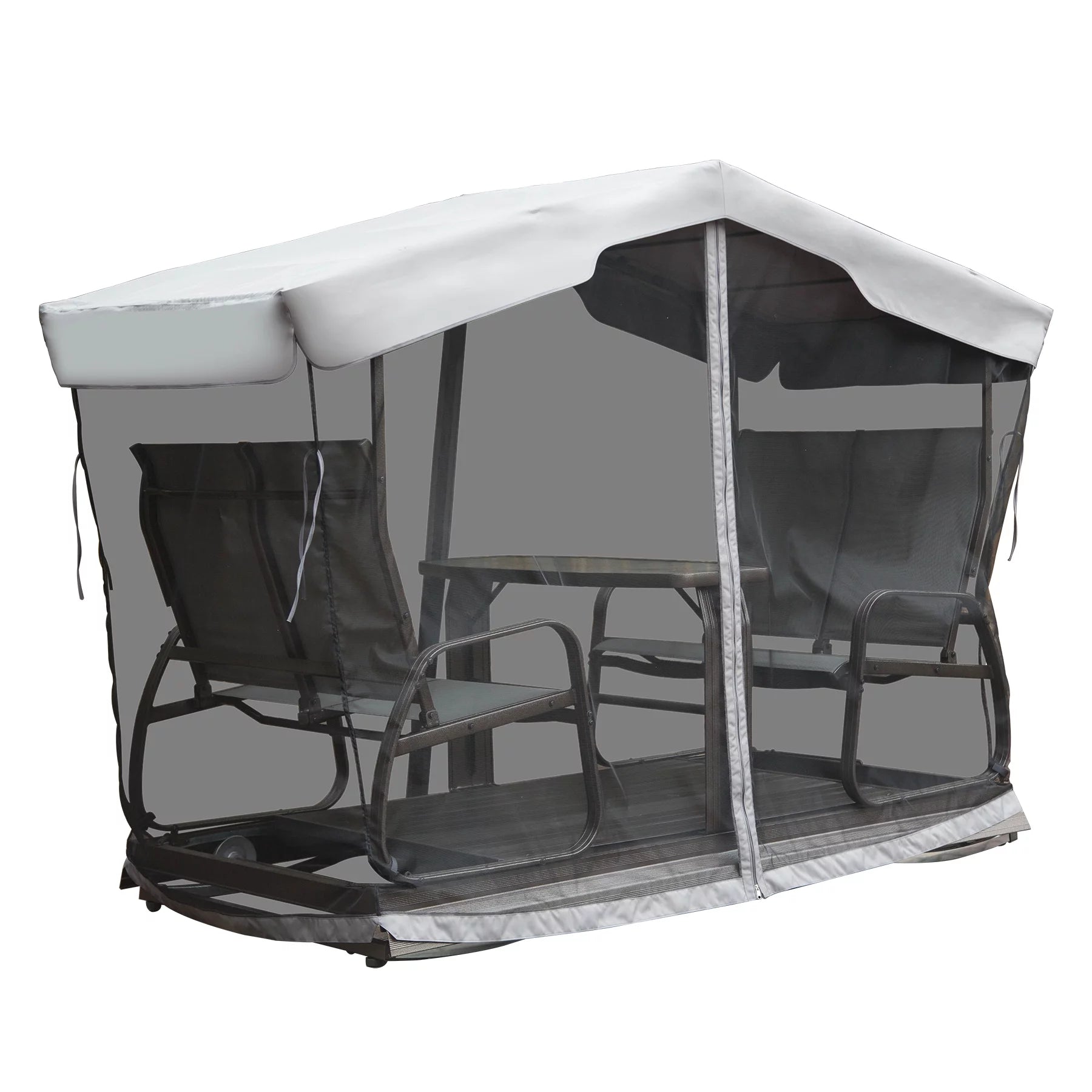 Outdoor Glider Bench with Canopy, 4-Seat Patio Swing Chair W444912
