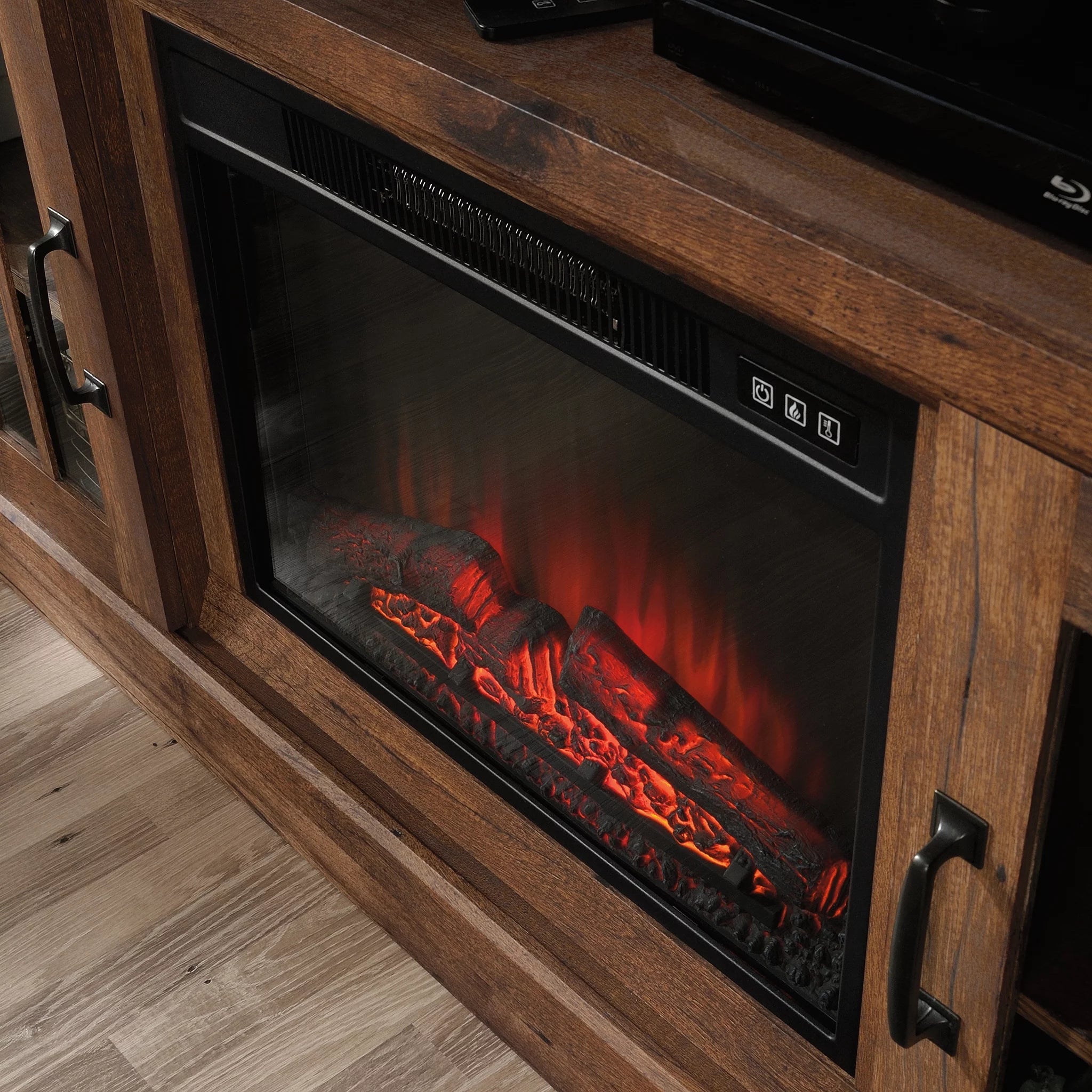Rustic Fireplace TV Stand for TVs up to 50", Vintage Oak Finish S64604