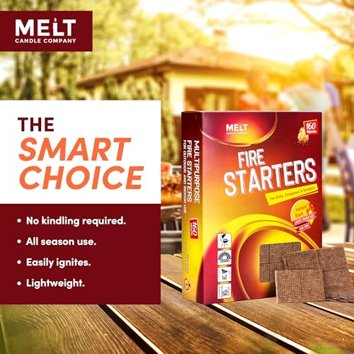 Fire Starter Squares, 160 pcs for Campfire, Grill, Fire Pit, BBQ O544844
