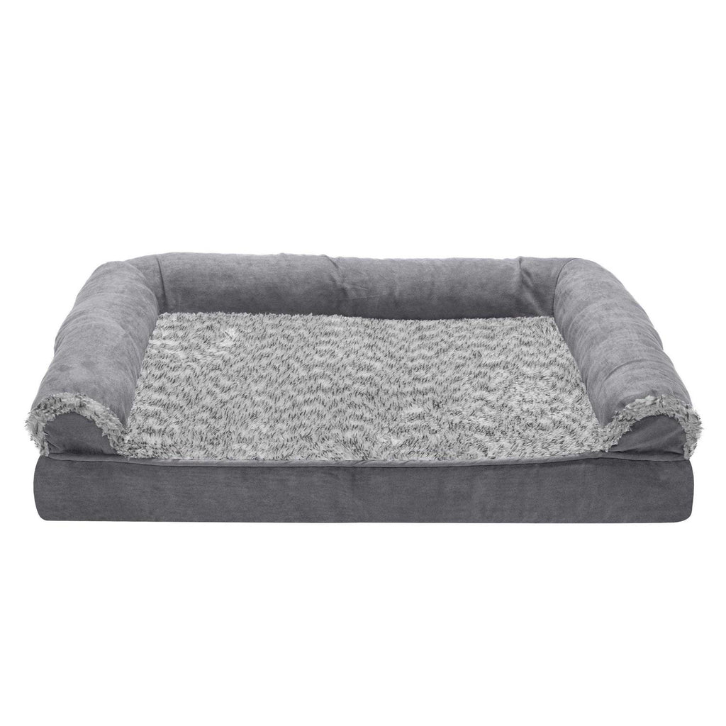 Orthopedic Sofa Dog Bed with Faux Fur Suede I89305
