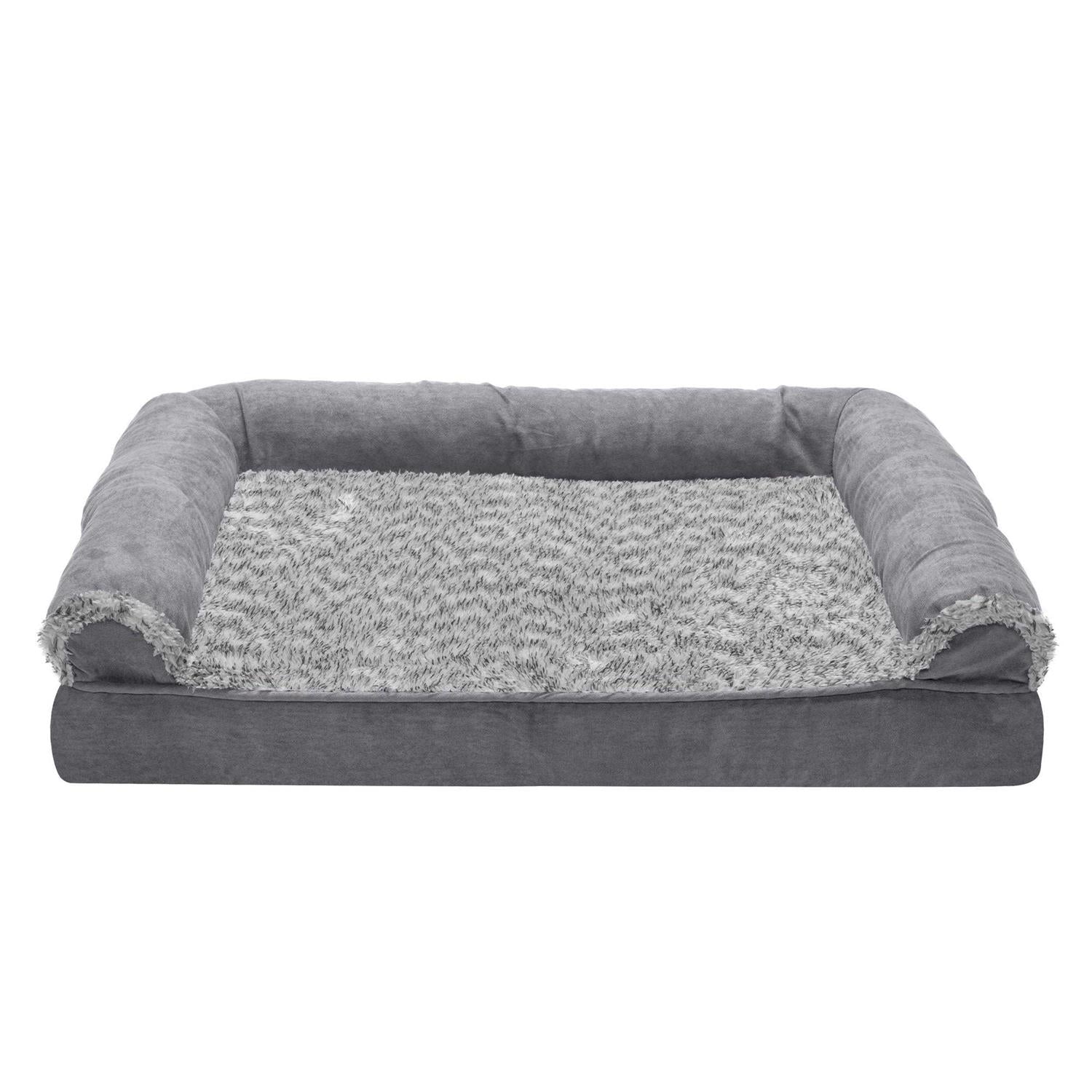 Orthopedic Sofa Dog Bed with Faux Fur Suede I89305