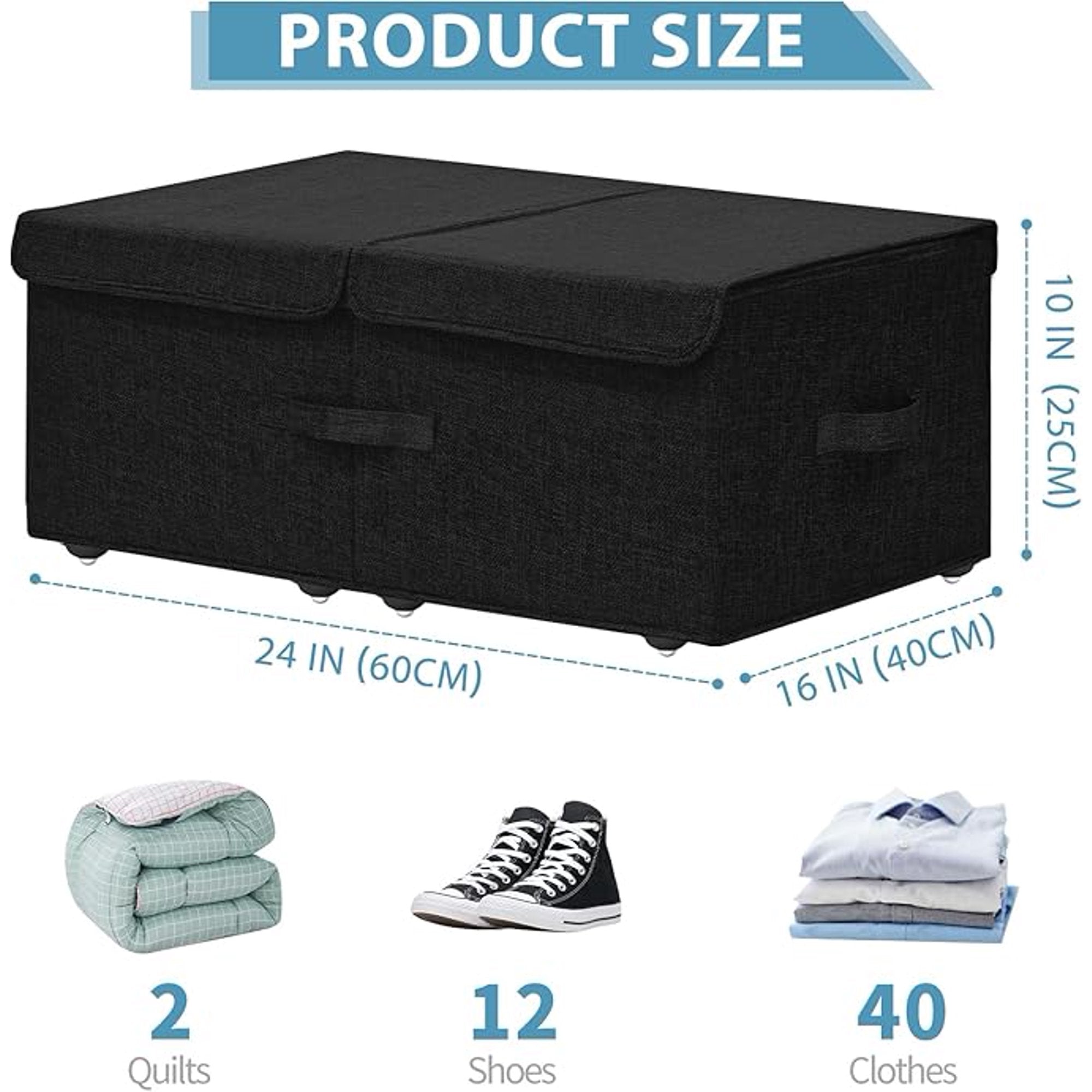 Under Bed Storage Container with Wheels, 2 Pack, Black T159178