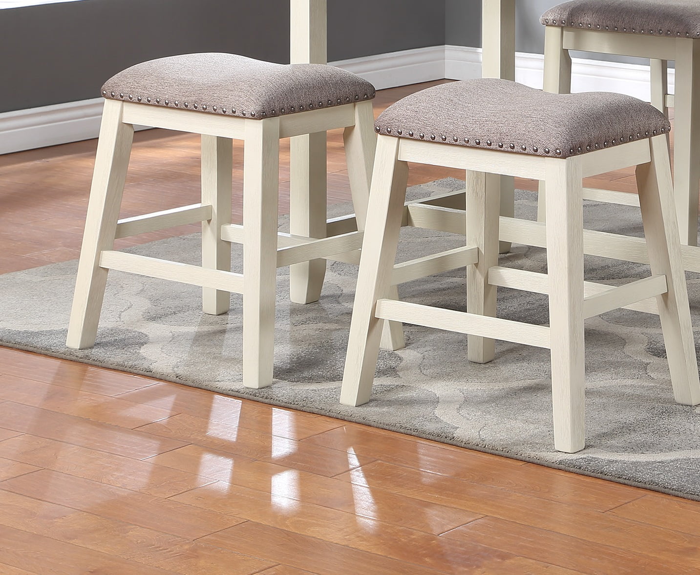 5pc Counter Height Dining Table with Storage Shelves and Stools D135644