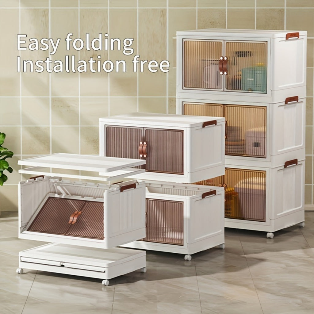 Magnetic cabinet door folding storage box with 5-layer plastic drawers W486868