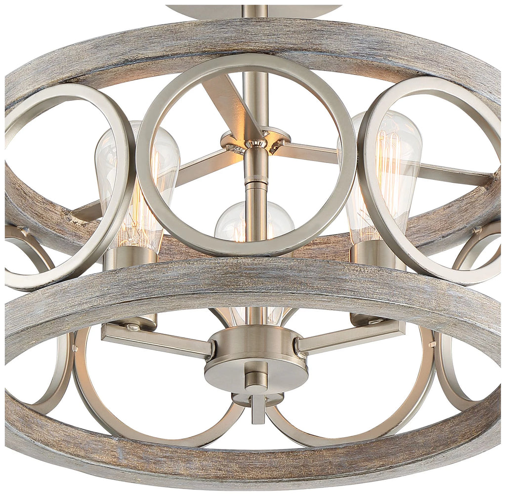 Rustic Farmhouse Semi Flush Mount Ceiling Light 16" Wide 3-Light LED Y84114
