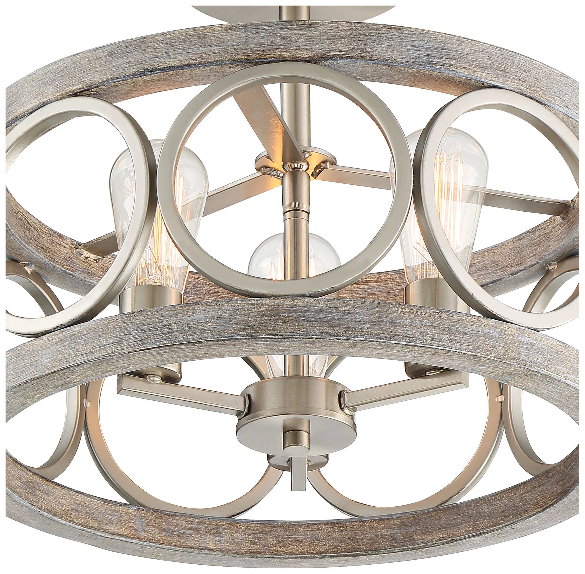 Rustic Farmhouse Semi Flush Mount Ceiling Light 16" Wide 3-Light LED Y84114