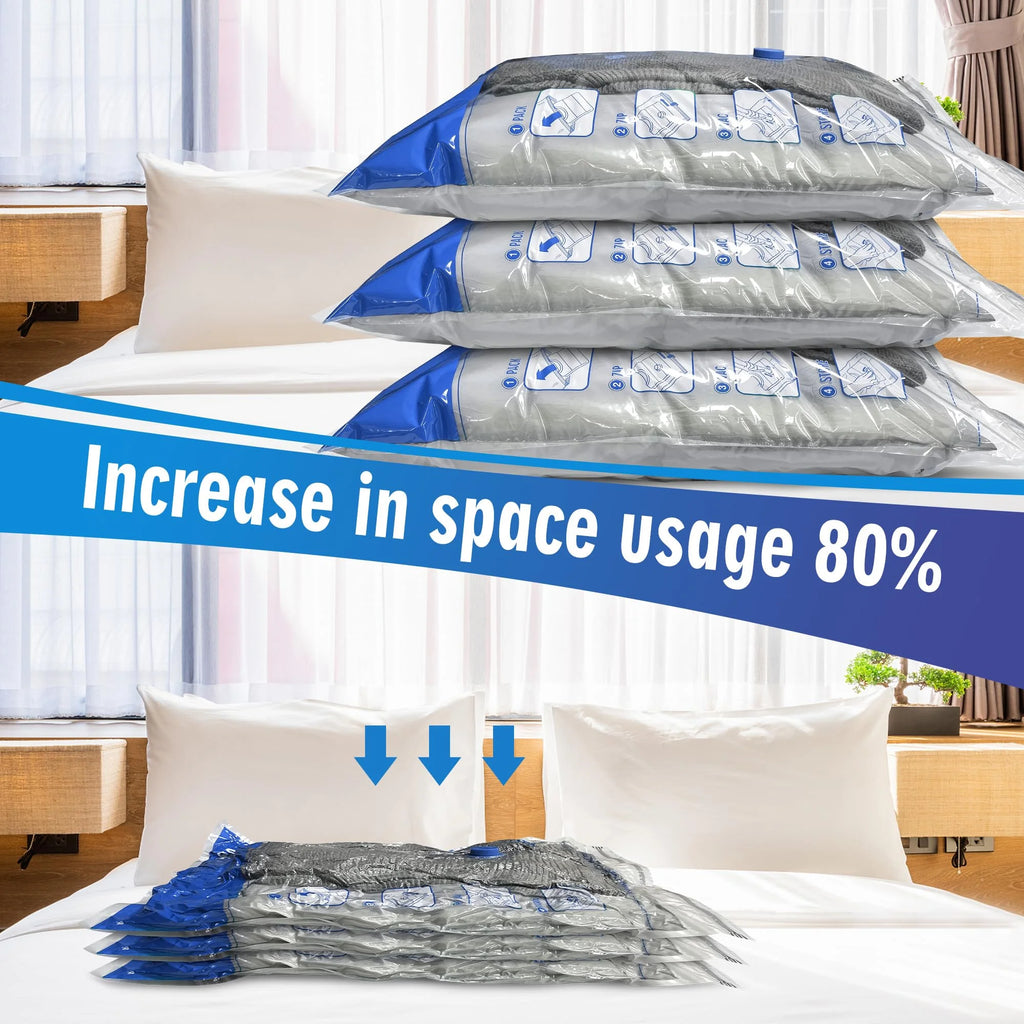 Jumbo Vacuum Storage Bags 8 Pack with Hand Pump Q135