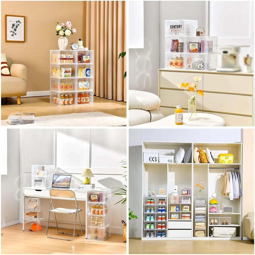 Stackable Clear Plastic Storage Bins with Lids I8250