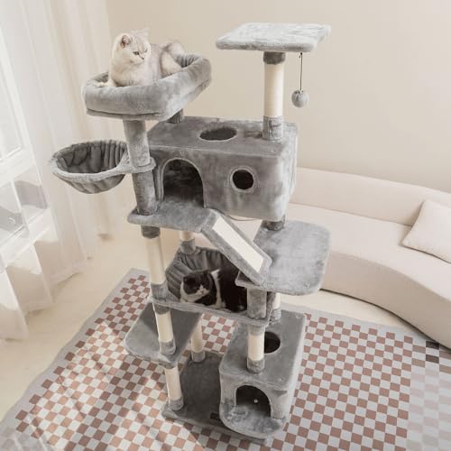 Large Cat Tree for Indoor Cats with Scratching Posts, Beige U979