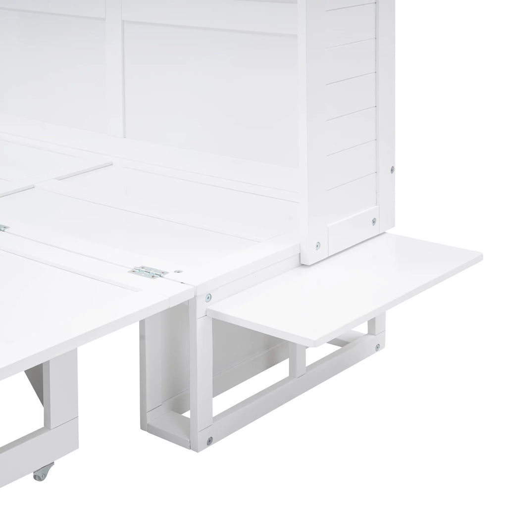 Queen Size Murphy Bed with Bookcase and Drawer, White F2789