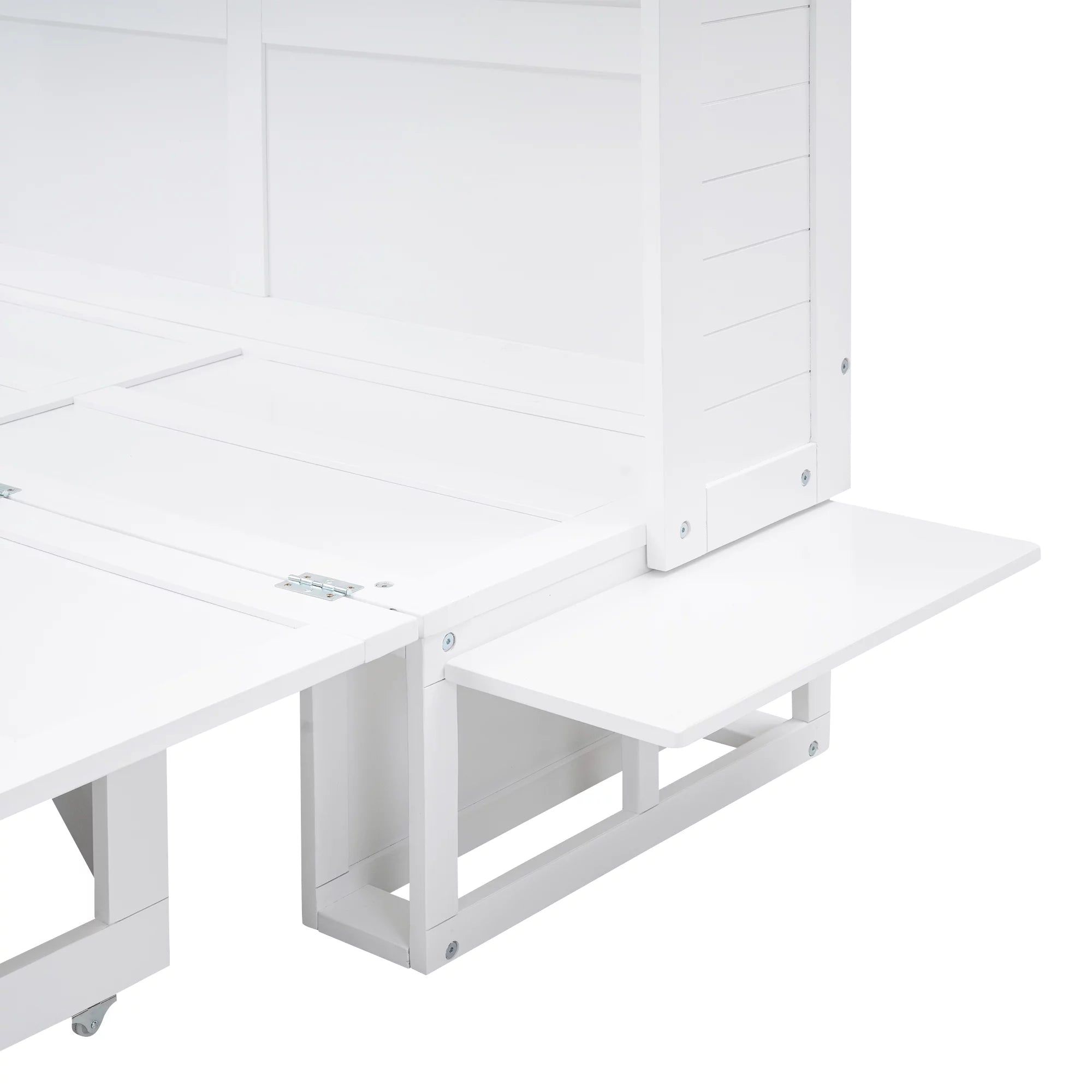 Queen Size Murphy Bed with Bookcase and Drawer, White F2789