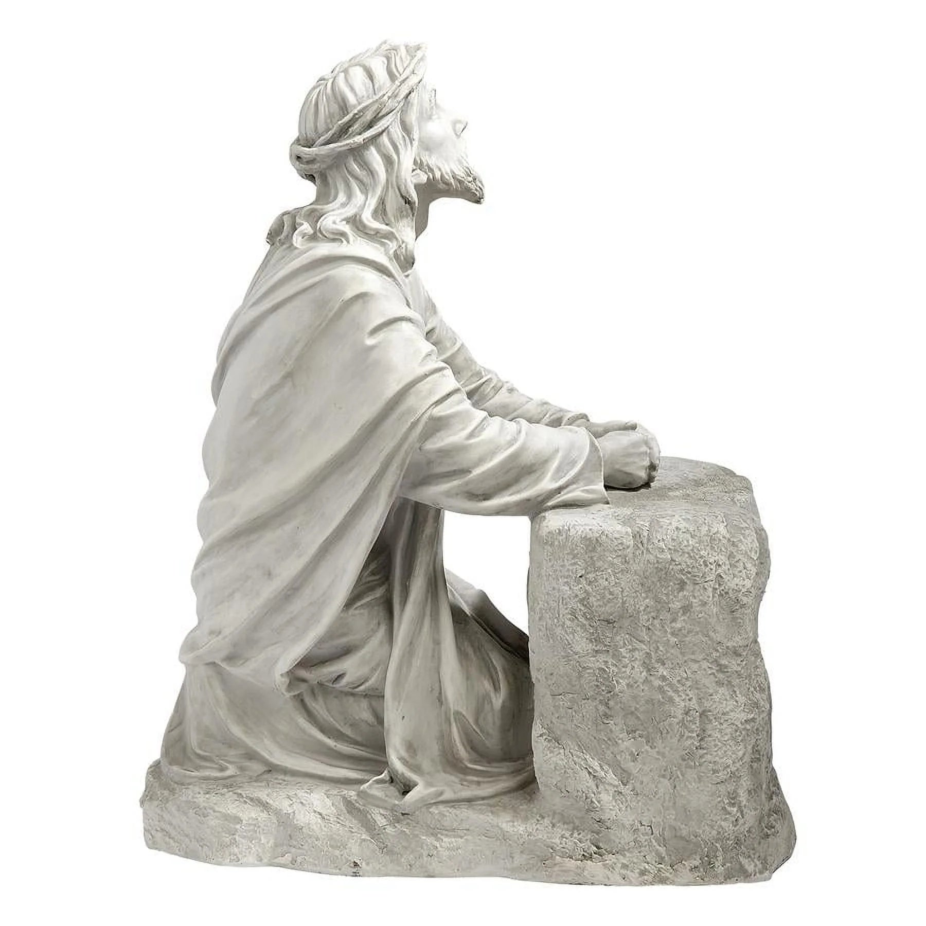 Jesus in the Garden of Gethsemane Religious Garden Statue, 23 Inch, Antique Stone L454