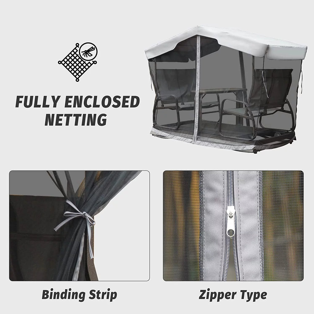 Outdoor Glider Bench with Canopy, 4-Seat Patio Swing Chair W444912