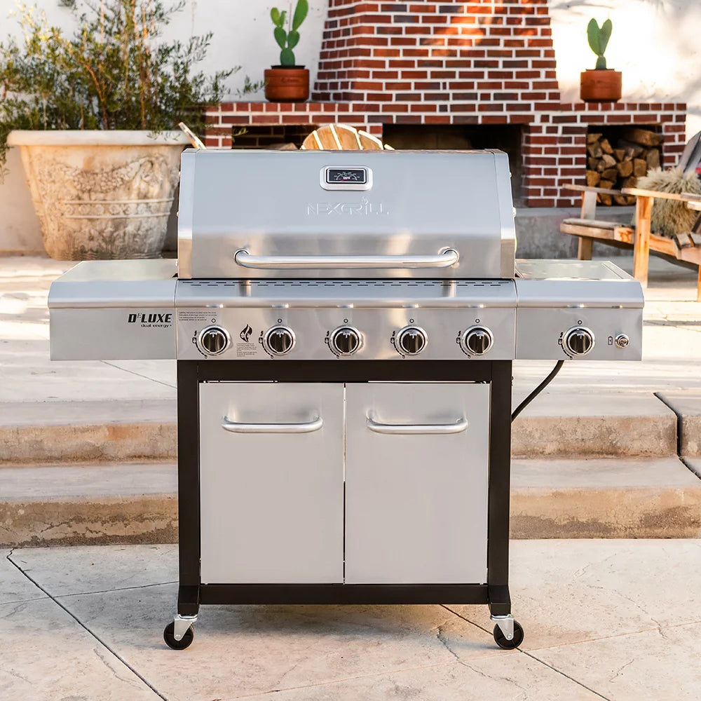 5-Burner Propane Gas Grill with Side Table and Ceramic Searing Side Burner O64010