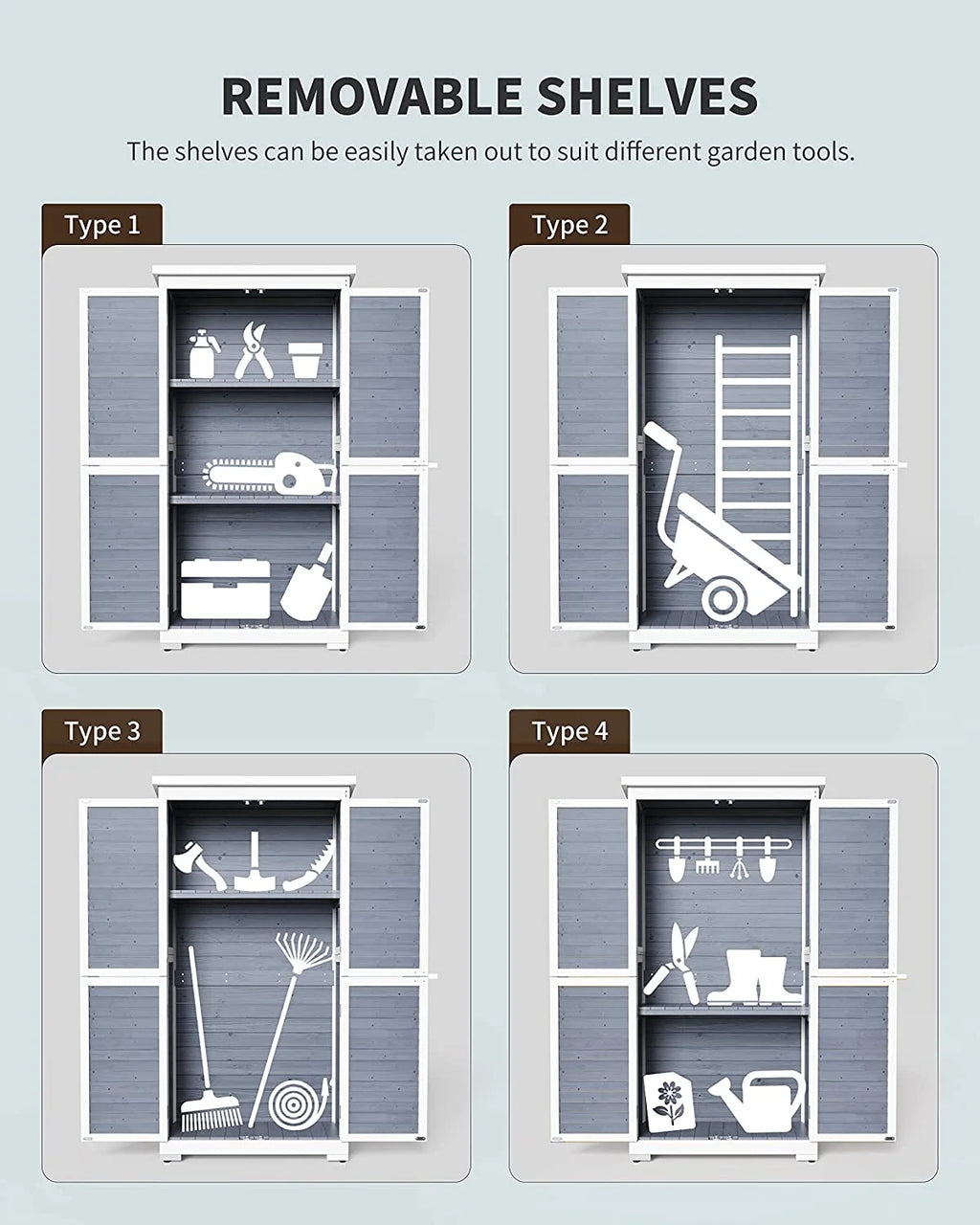Outdoor Storage Cabinet Garden Shed with Asphalt Roof F332
