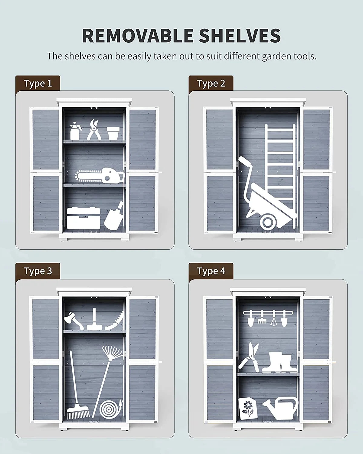 Outdoor Storage Cabinet Garden Shed with Asphalt Roof F332