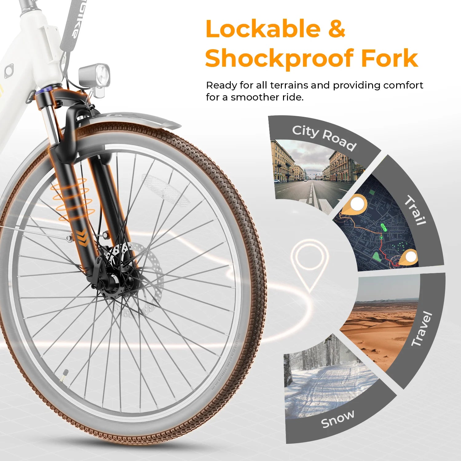 Electric Bike 500W City Cruiser with Removable Battery, 26" Commuter Bicycle for Adults K838268
