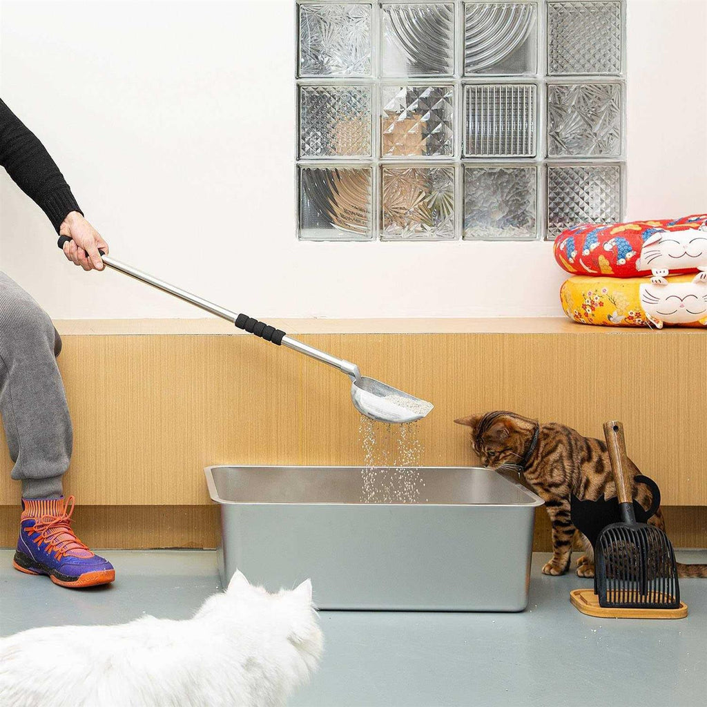 Metal Cat Litter Scoop with Long Handle, Detachable Stainless Steel Sifter R392