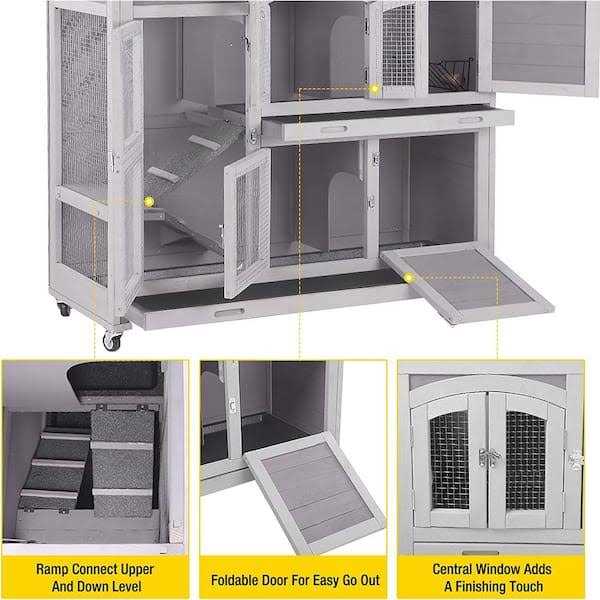 2 Story Rabbit Hutch on Wheels V766