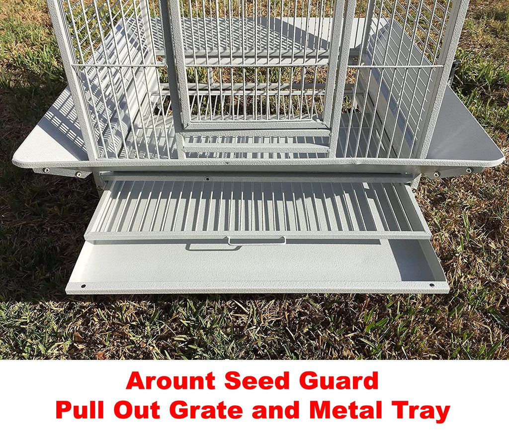 Extra Large Wrought Iron Open Play Top Bird Cage Stand with Rolling Stand J433