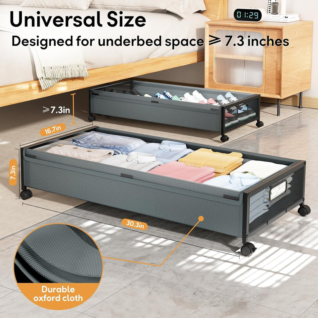 Under Bed Storage Containers with Wheels 2 Pack with Lid D932