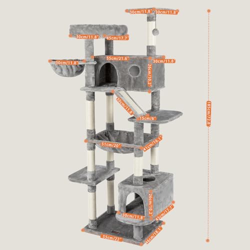 Large Cat Tree for Indoor Cats with Scratching Posts, Beige U979