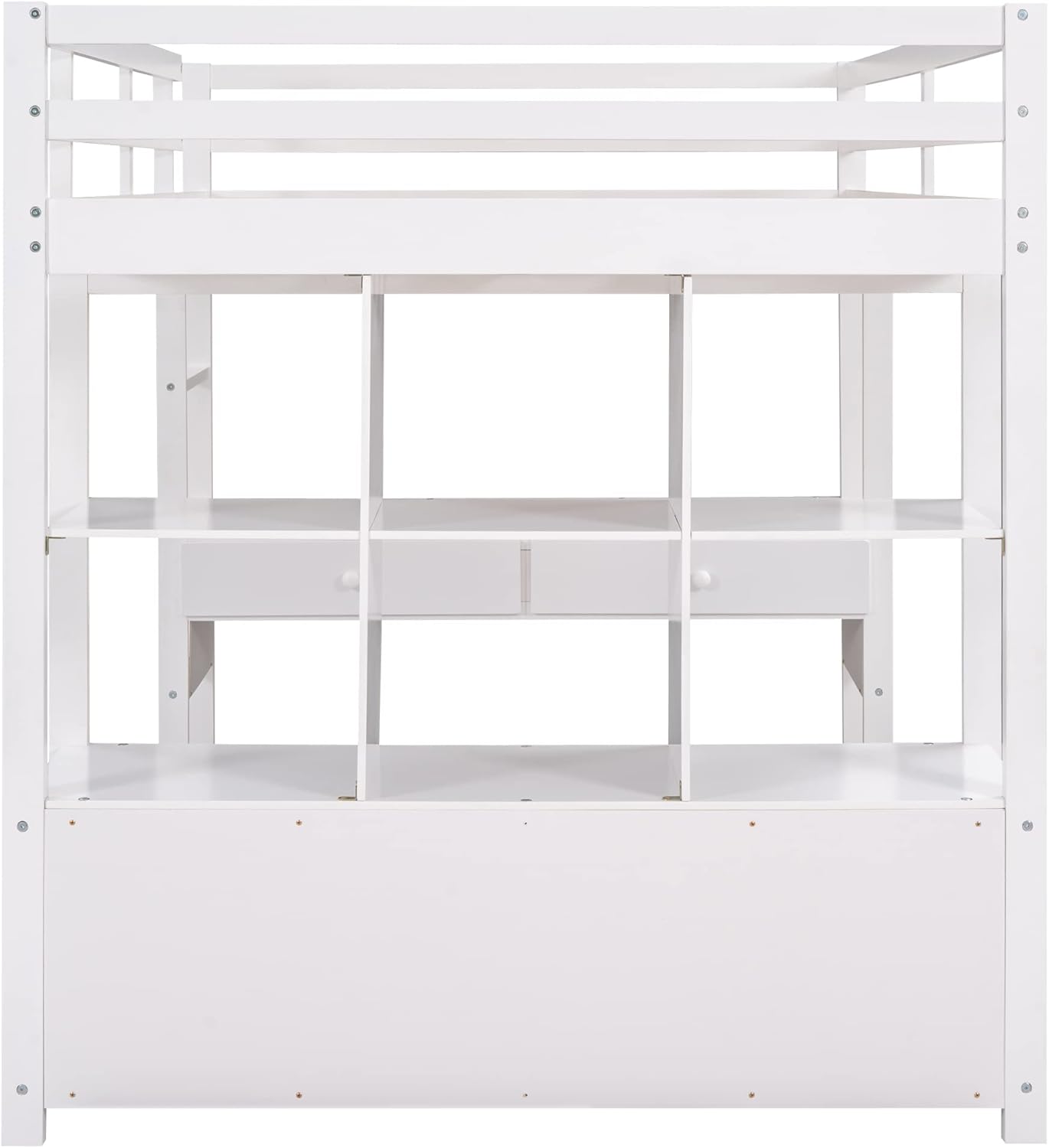 Full Loft Bed with Built-in Desk and Storage Shelves Y752452