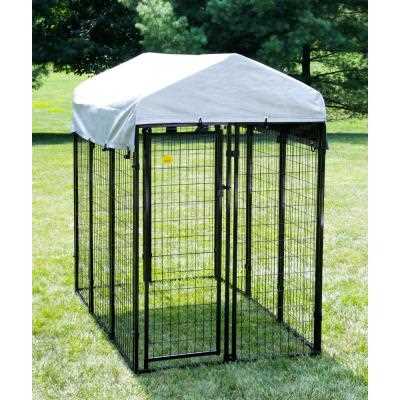 Vinyl Coated Welded Wire Boxed Dog Kennel, Black, 6 x 4 x 6 ft Y761574
