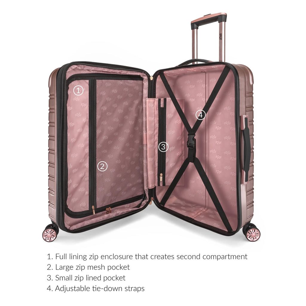 Hardside Luggage 3 Piece Set, 20" Carry-on, 24" and 28" Checked, Rose Gold G1720