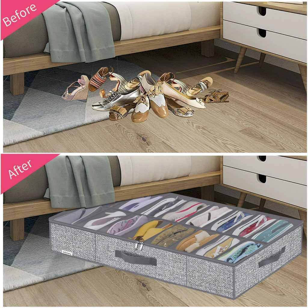 Under Bed Shoe Storage Organizer, Set of 2, Fits 12-24 Pairs O506415