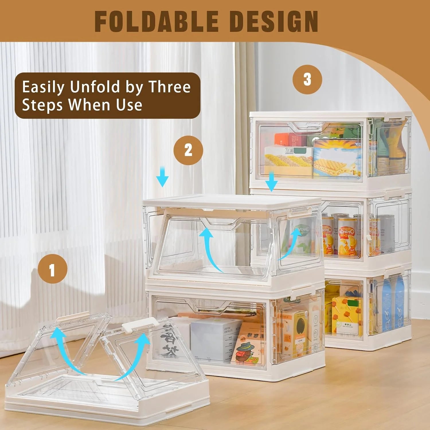 Stackable Clear Plastic Storage Bins with Lids I8250
