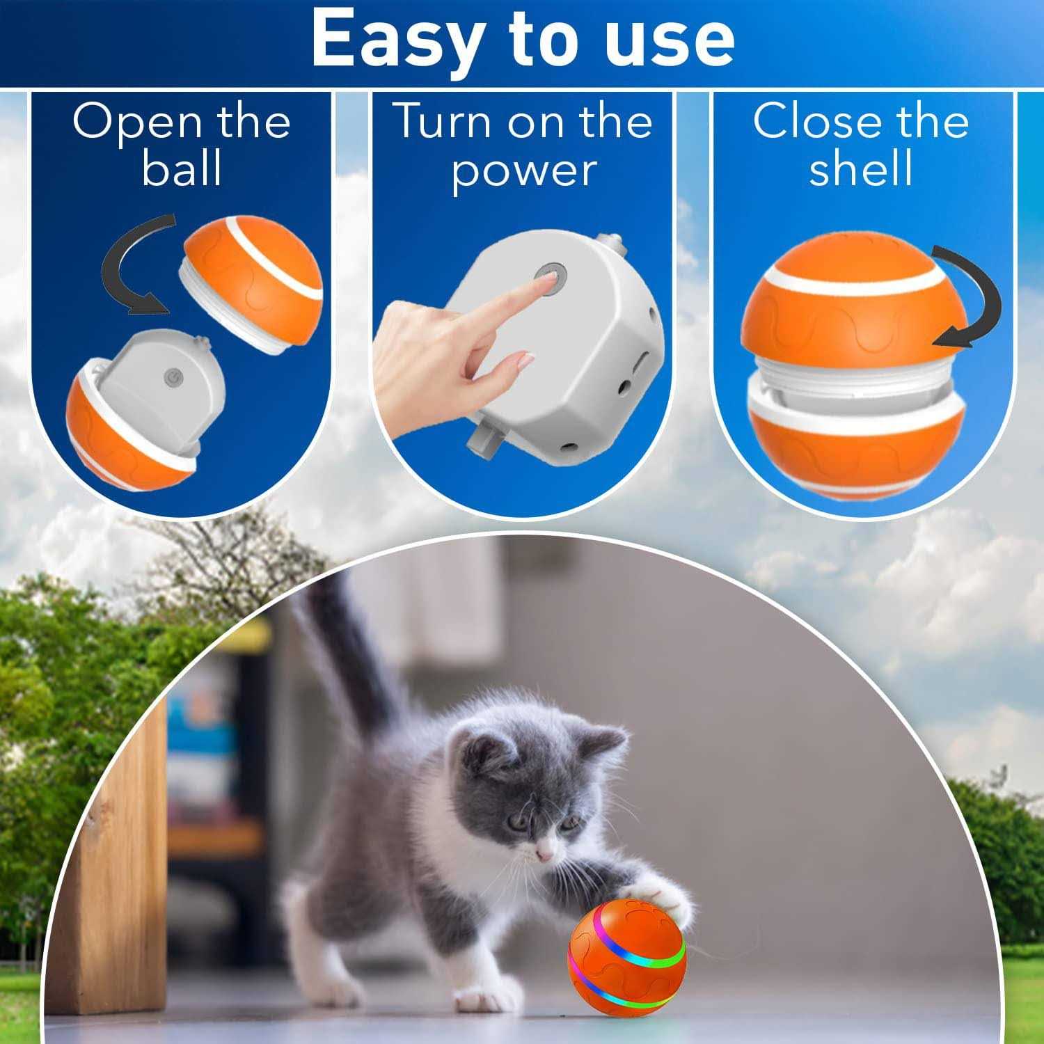 Interactive Dog Ball Toy with USB Charging and LED Lights F7587