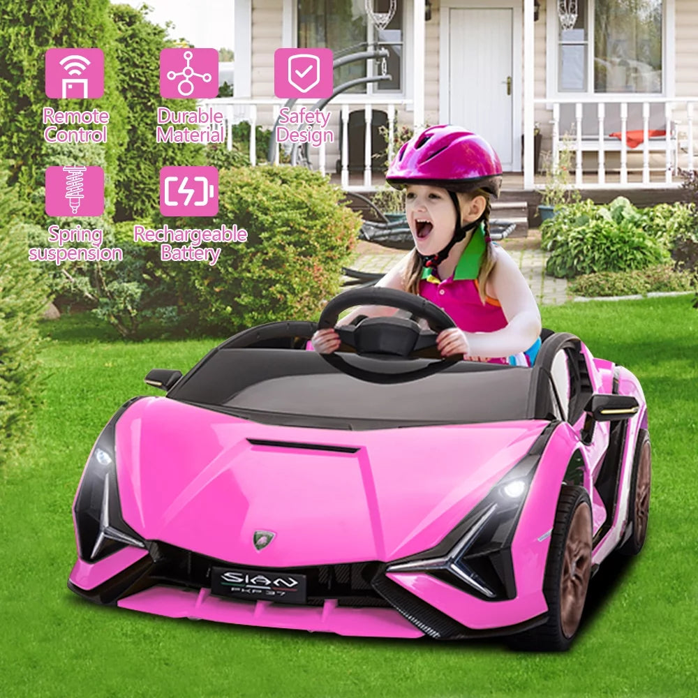 Pink Ride On Sports Car with Remote Control, 12V Electric Battery Powered Toy for Kids R977501
