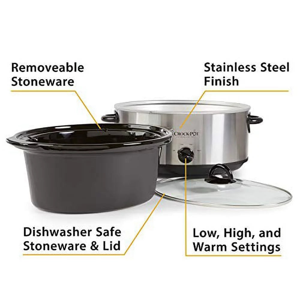 7 Quart Oval Manual Slow Cooker, Stainless Steel Z905