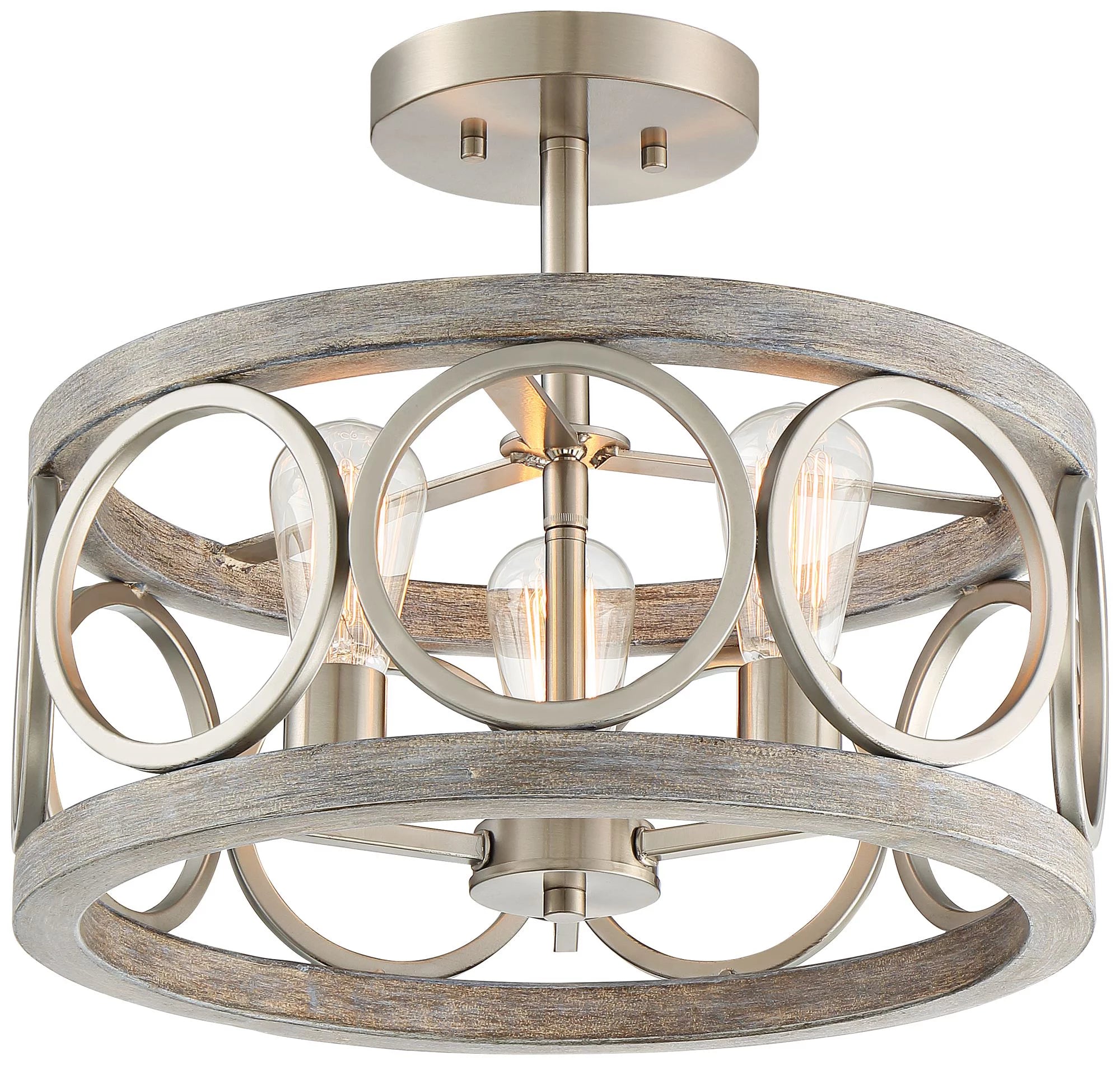 Rustic Farmhouse Semi Flush Mount Ceiling Light 16" Wide 3-Light LED Y84114