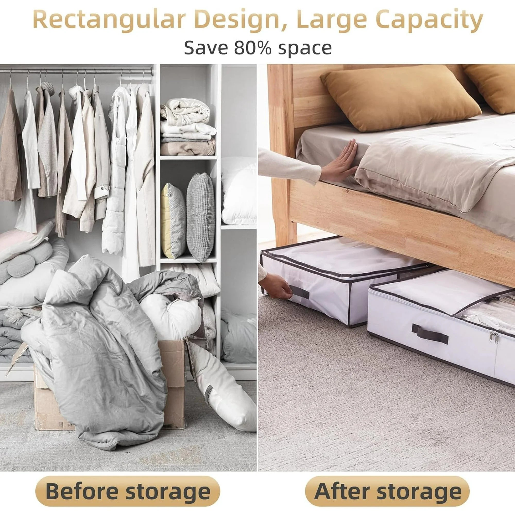 Under Bed Vacuum Seal Storage Bags for Comforters, Large Foldable Box L2108