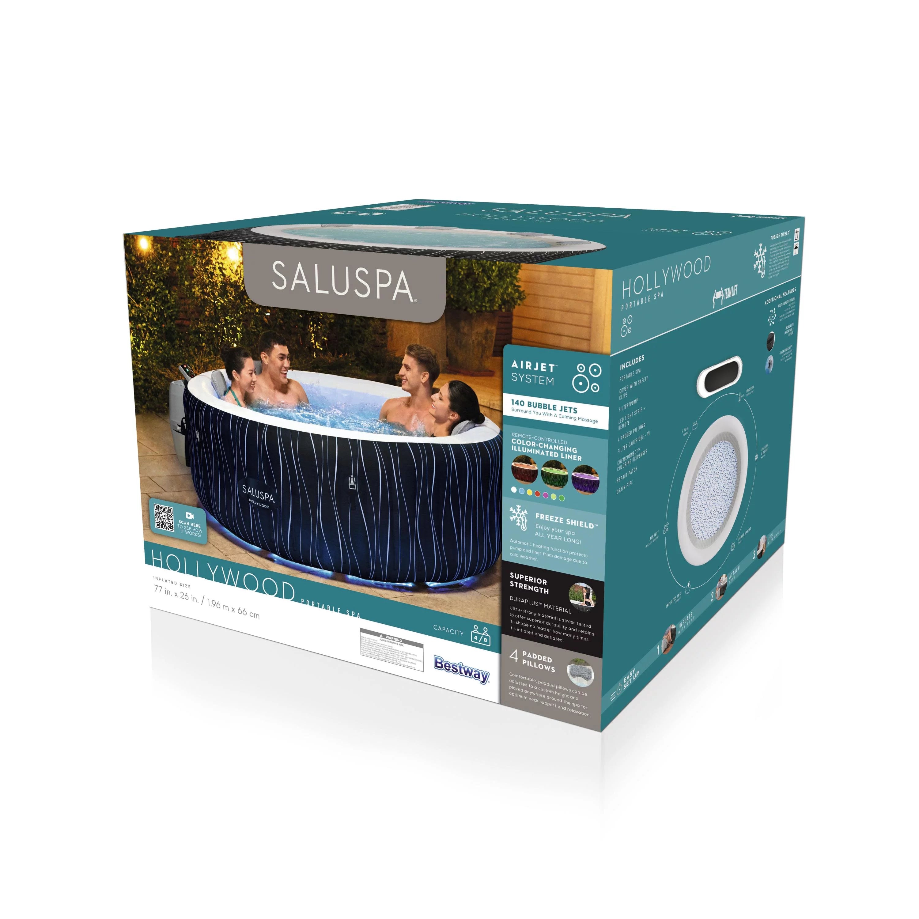 Inflatable Hot Tub with LED Lights, 104°F Max V751546