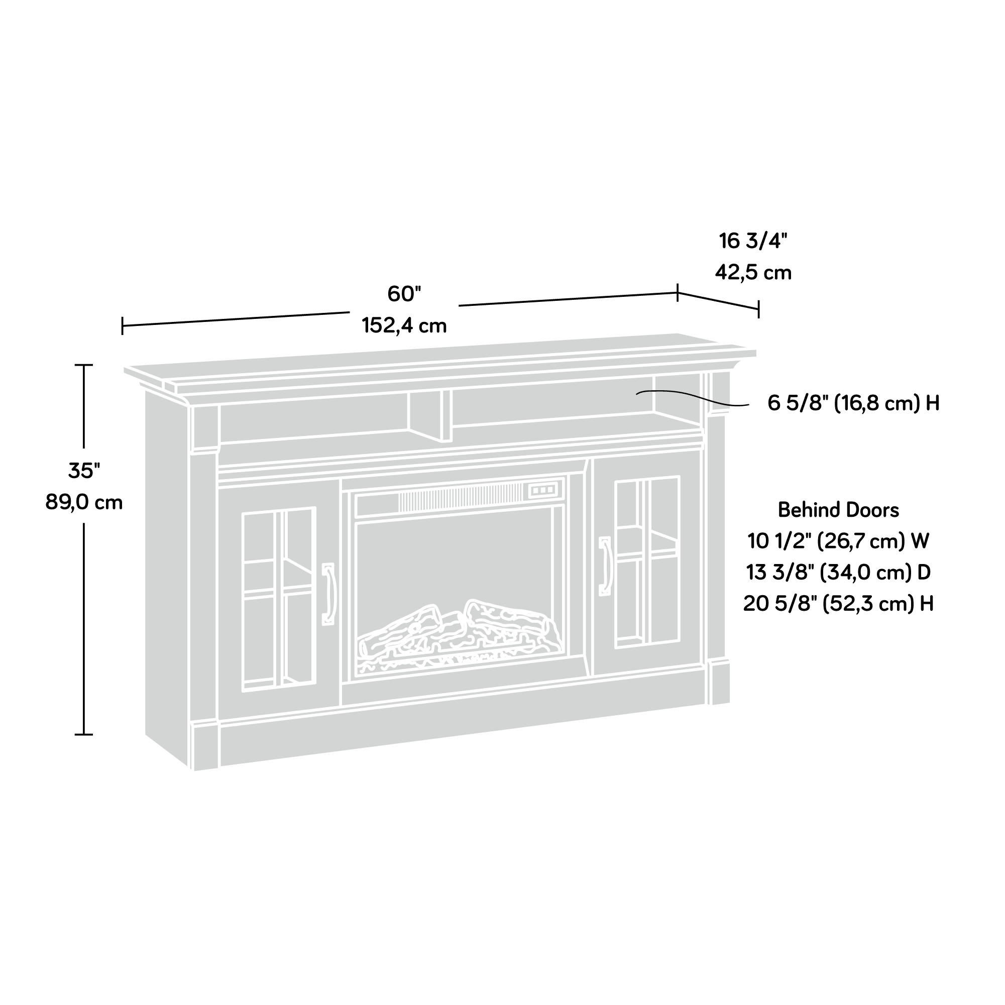 Rustic Fireplace TV Stand for TVs up to 50", Vintage Oak Finish S64604