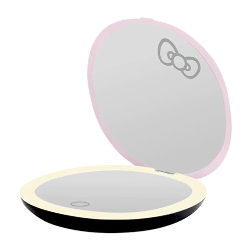 Vanity Swirl Compact Mirror with Light, Double Sided Travel Makeup Mirror W683027