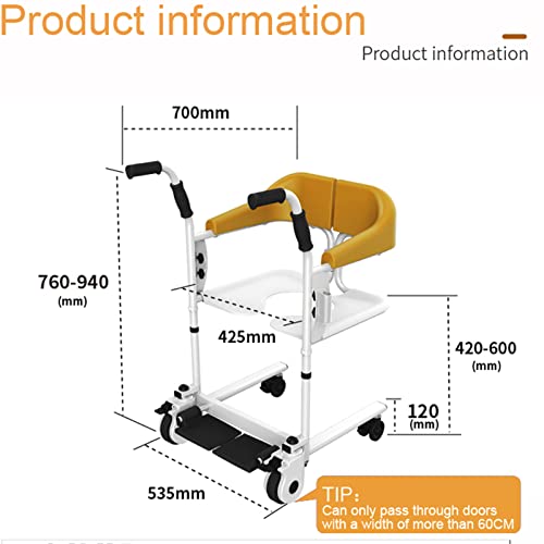Patient Lift Wheelchair for Home, Nursing Elderly Transfer Lifter with 180° Split Seat, 200 Lbs Capacity F54674