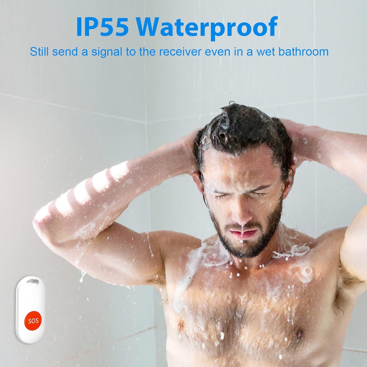 Waterproof SOS Call Button Pager for Elderly Caregiver Alert System O255