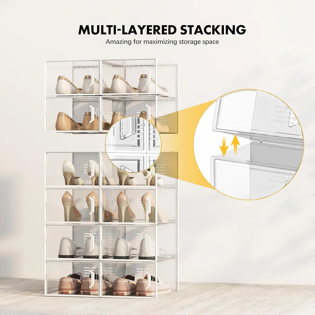 Shoe Storage Box 12 Pack Stackable Breathable S91906