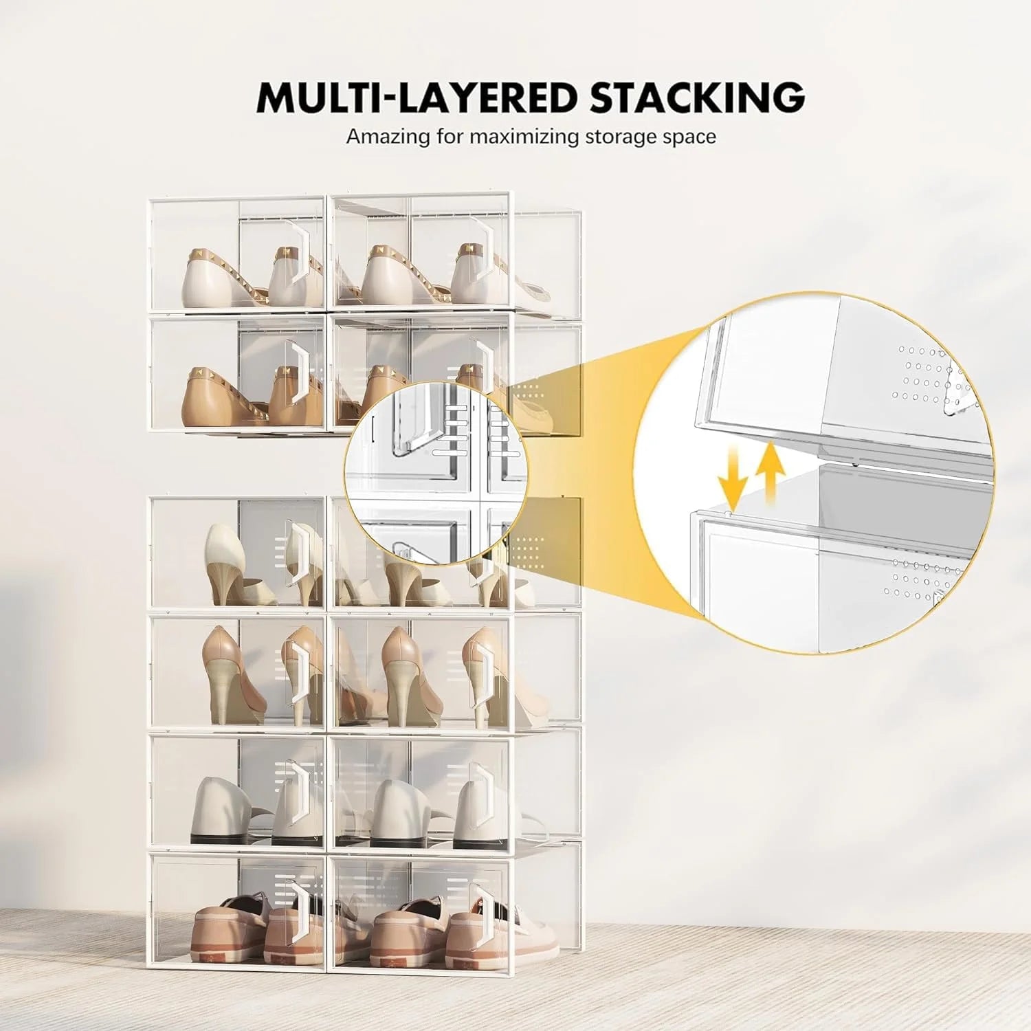Shoe Storage Box 12 Pack Stackable Breathable S91906
