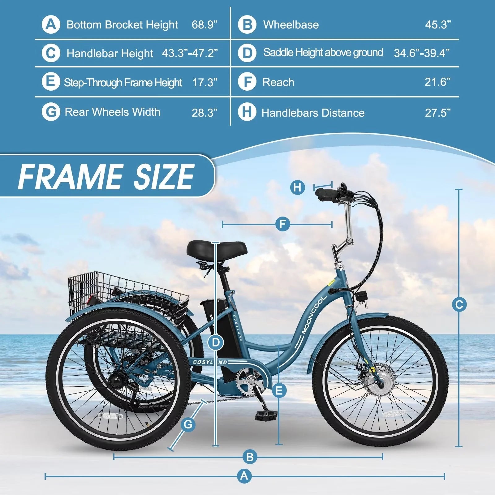 24" 350W 36V 7-Speed Electric Tricycle for Adults with Basket and LED Headlight F711