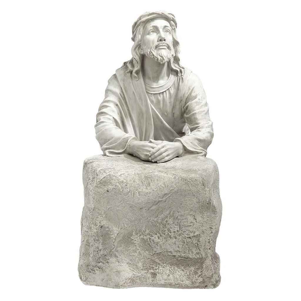 Jesus in the Garden of Gethsemane Religious Garden Statue, 23 Inch, Antique Stone L454