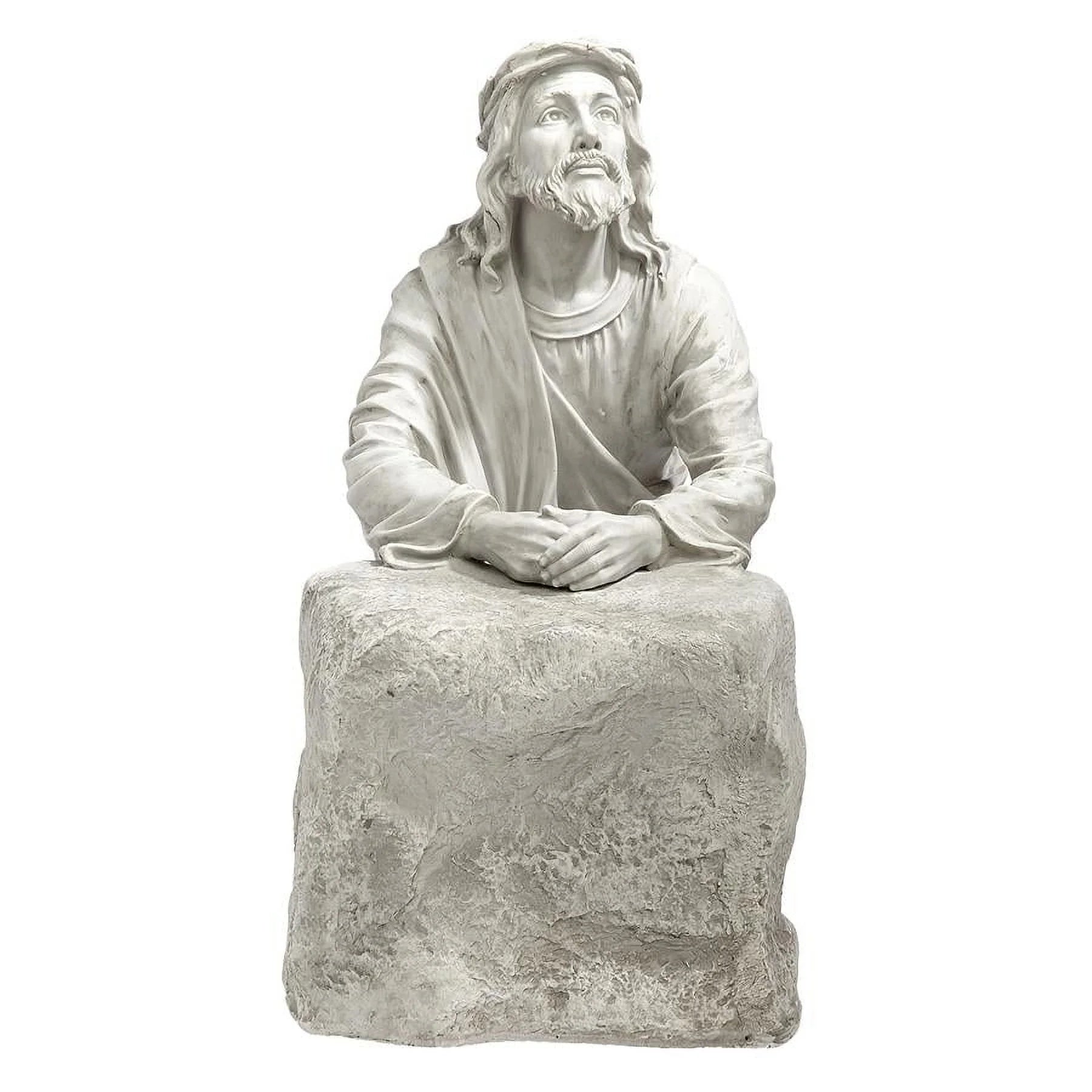 Jesus in the Garden of Gethsemane Religious Garden Statue, 23 Inch, Antique Stone L454