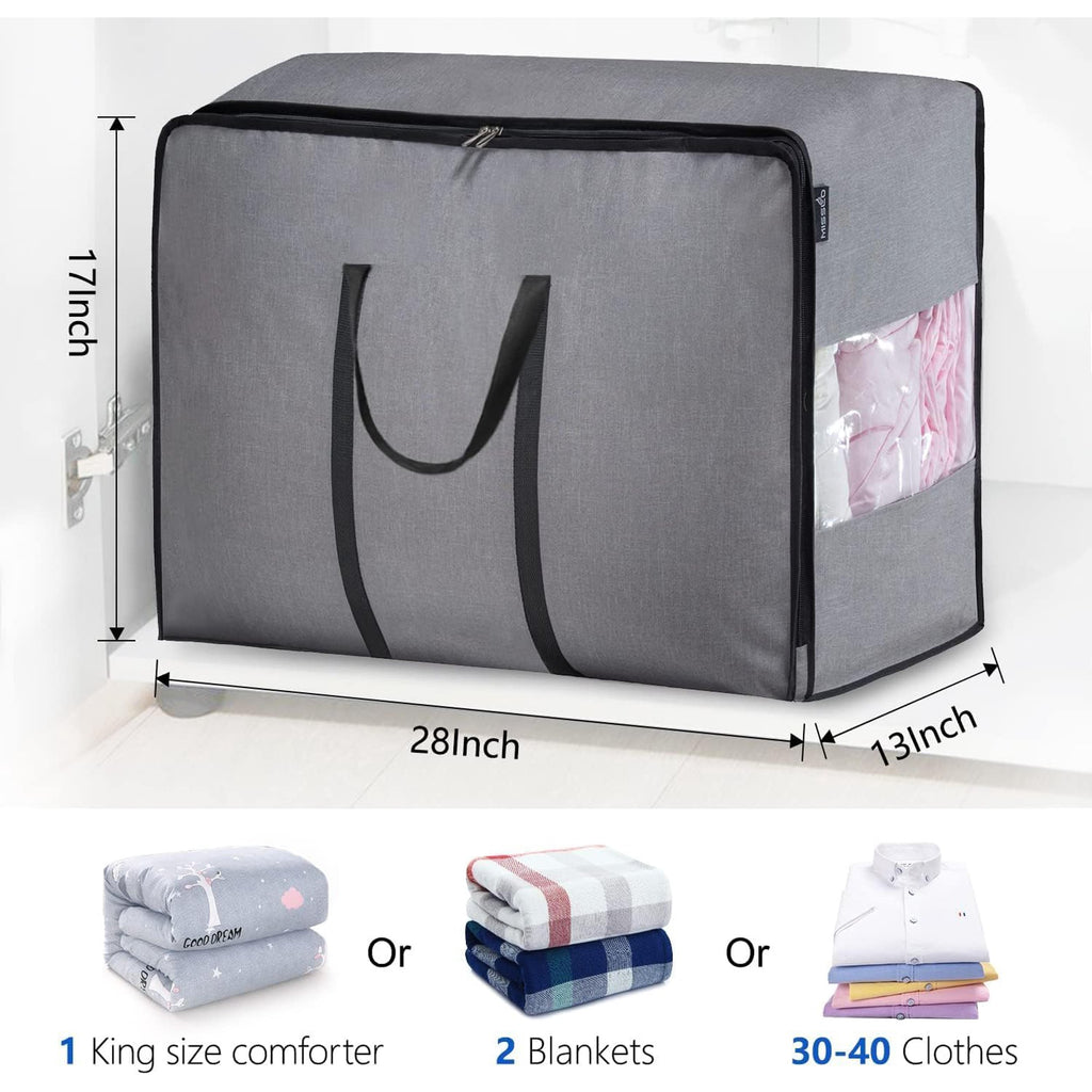 Storage Bag for Bedding, Blankets and Clothes, Foldable Organizer, Grey G88134