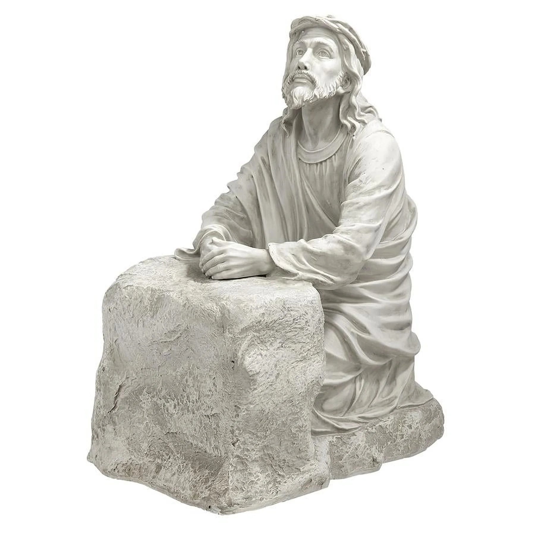 Jesus in the Garden of Gethsemane Religious Garden Statue, 23 Inch, Antique Stone L454